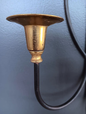 Pair of Mid-Century Modern Iron & Brass Candle Wall Sconces, c.1960’s