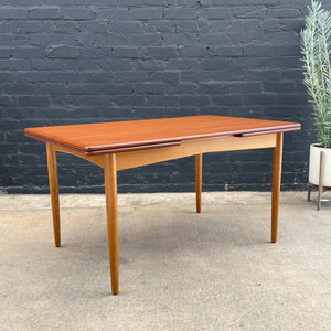 Vintage Mid-Century Danish Modern Large Expanding Teak & Oak Dining Table, c.1960’s