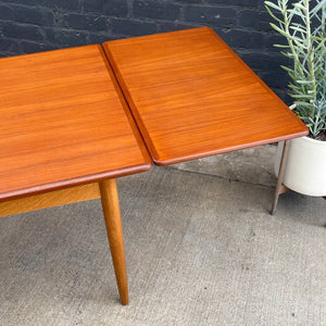 Vintage Mid-Century Danish Modern Large Expanding Teak & Oak Dining Table, c.1960’s