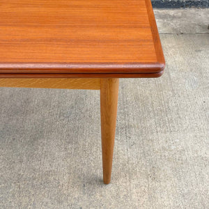 Vintage Mid-Century Danish Modern Large Expanding Teak & Oak Dining Table, c.1960’s