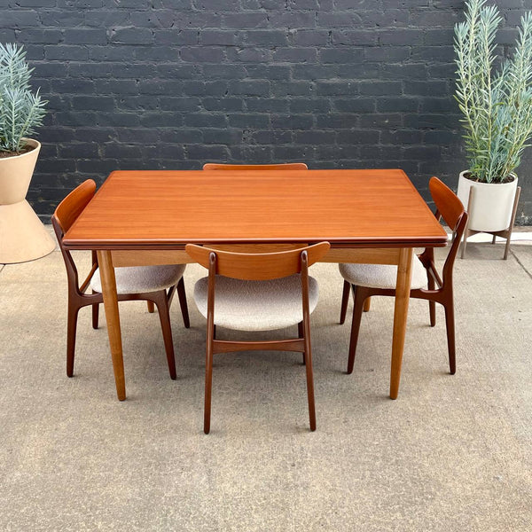 Vintage Mid-Century Danish Modern Large Expanding Teak & Oak Dining Table, c.1960’s