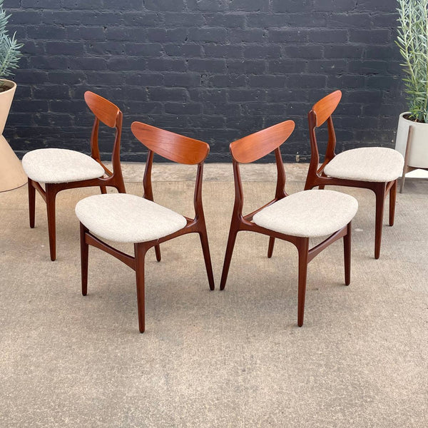 Set of 4 Vintage Mid-Century Danish Modern Teak & Boucle Dining Chairs, c.1960’s