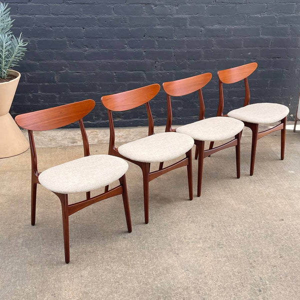 Set of 4 Vintage Mid-Century Danish Modern Teak & Boucle Dining Chairs, c.1960’s