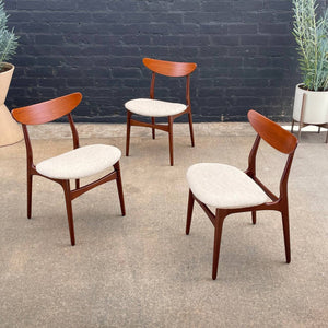 Set of 4 Vintage Mid-Century Danish Modern Teak & Boucle Dining Chairs, c.1960’s