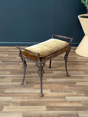 Antique Gothic Stye Painted Cast Aluminum Bench, c.1930’s