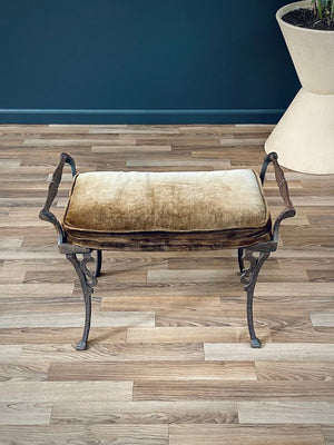 Antique Gothic Stye Painted Cast Aluminum Bench, c.1930’s