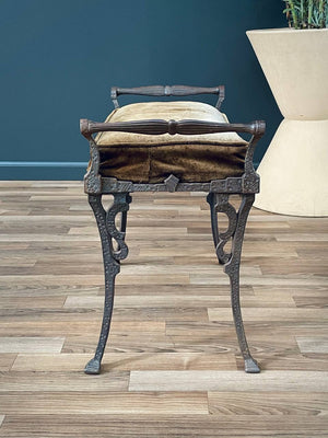 Antique Gothic Stye Painted Cast Aluminum Bench, c.1930’s