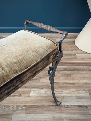 Antique Gothic Stye Painted Cast Aluminum Bench, c.1930’s