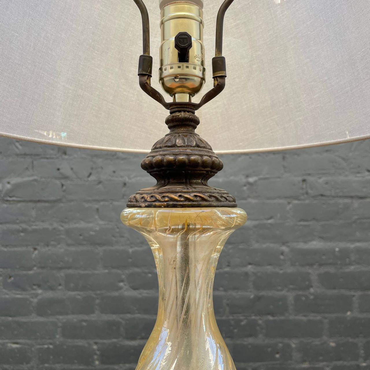 Sold at Auction: Pair of c1960 Crystal & Brass Table Lamps