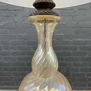 Vintage Murano Swirl Style Amber Glass Table Lamp, c.1960’s