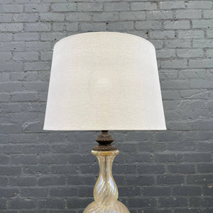 Vintage Murano Swirl Style Amber Glass Table Lamp, c.1960’s