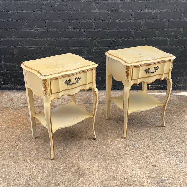 Pair of French Provincial Carved Wood Night Stands, c.1960’s