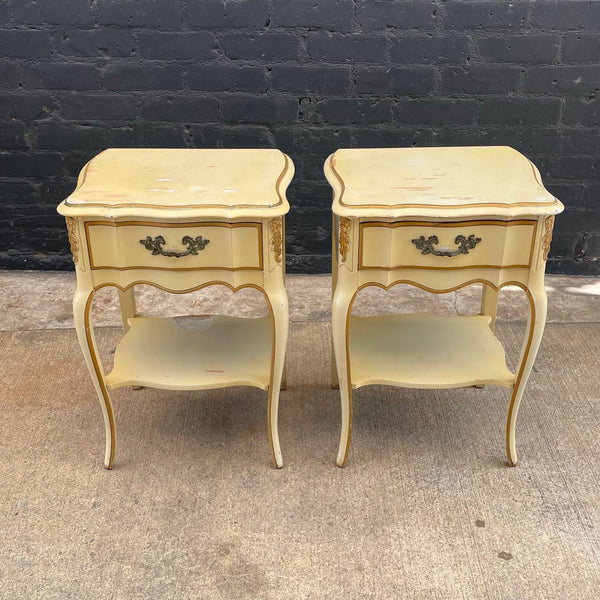 Pair of French Provincial Carved Wood Night Stands, c.1960’s