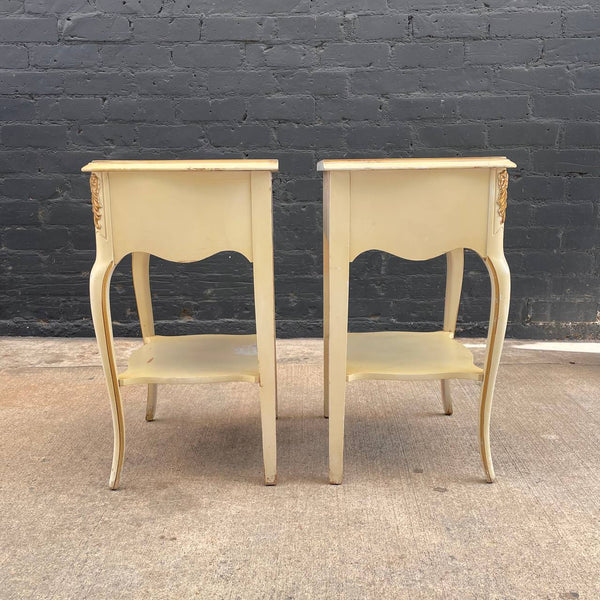 Pair of French Provincial Carved Wood Night Stands, c.1960’s