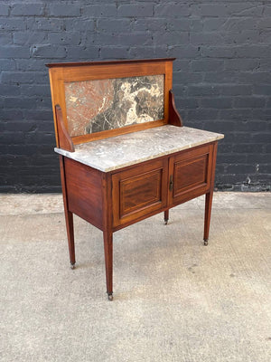 English Antique Marble Top Console Entry Cabinet, c.1930’s