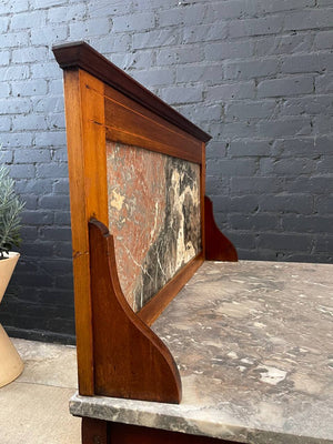 English Antique Marble Top Console Entry Cabinet, c.1930’s