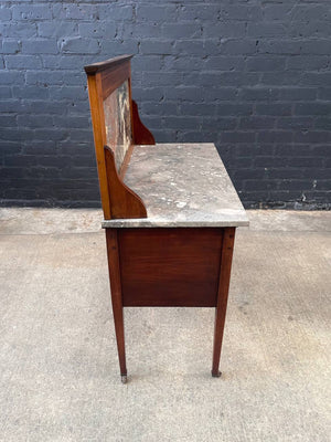 English Antique Marble Top Console Entry Cabinet, c.1930’s