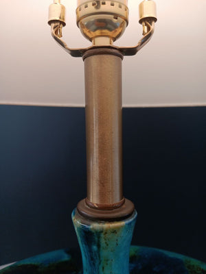 Mid-Century Modern Blue Glazed Ceramic Table Lamp, c.1960’s
