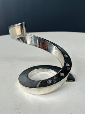 Pair of Silver Plate Coil Snake Candle Holders by Bertil Vallien for Dansk, c.1970’s