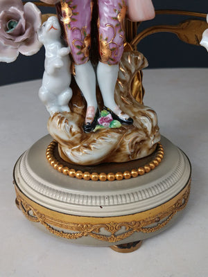 Pair of French Louis XV-Style Porcelain Provincial Figural Lamps, c.1920’s