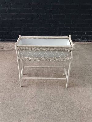 Vintage Rattan Wicker Planter Stand with Metal Liner, c.1960’s