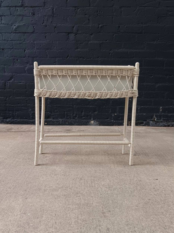 Vintage Rattan Wicker Planter Stand with Metal Liner, c.1960’s