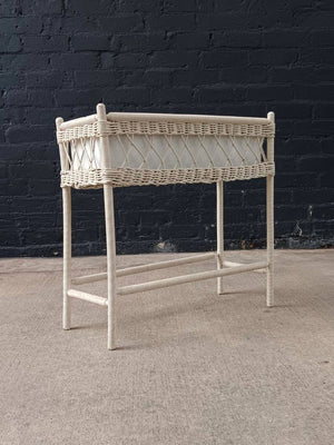 Vintage Rattan Wicker Planter Stand with Metal Liner, c.1960’s
