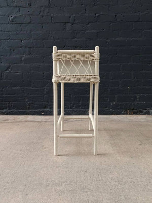 Vintage Rattan Wicker Planter Stand with Metal Liner, c.1960’s