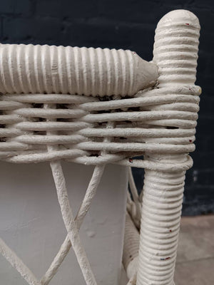 Vintage Rattan Wicker Planter Stand with Metal Liner, c.1960’s