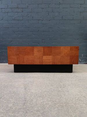 Mid-Century Modern Floating Parquet Walnut & Smoke Glass Coffee Table, c.1960’s