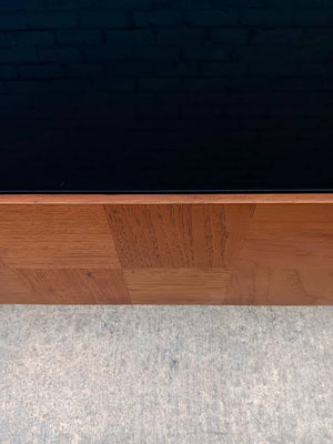 Mid-Century Modern Floating Parquet Walnut & Smoke Glass Coffee Table, c.1960’s