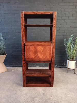 Mid-Century Modern Parquet Oak Bookshelf Storage Unit, c.1980’s