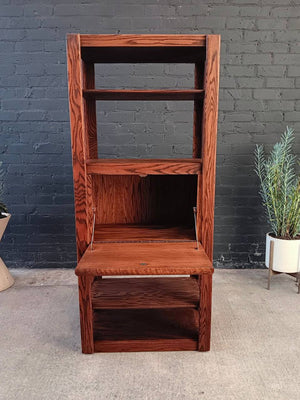 Mid-Century Modern Parquet Oak Bookshelf Storage Unit, c.1980’s