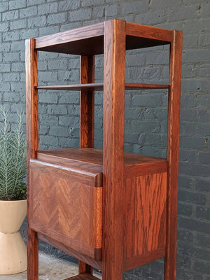 Mid-Century Modern Parquet Oak Bookshelf Storage Unit, c.1980’s