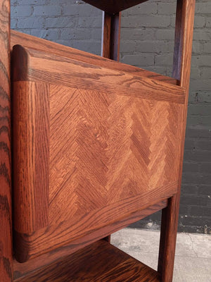 Mid-Century Modern Parquet Oak Bookshelf Storage Unit, c.1980’s