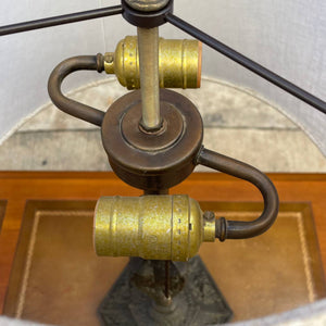 Vintage Art Deco Brass Table Lamp with New Shade