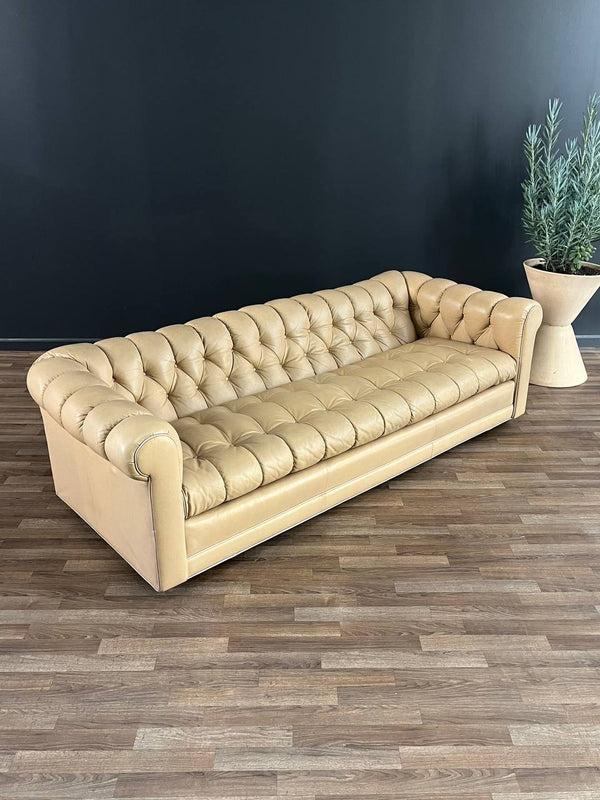 Vintage English Chesterfield Style Beige Sofa, c.1970’s