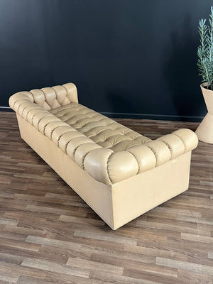 Vintage English Chesterfield Style Beige Sofa, c.1970’s