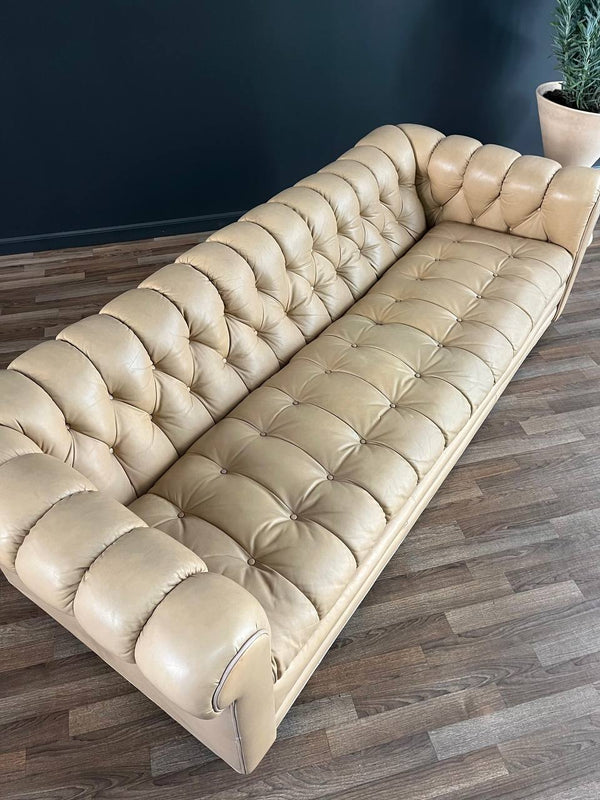 Vintage English Chesterfield Style Beige Sofa, c.1970’s