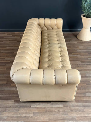 Vintage English Chesterfield Style Beige Sofa, c.1970’s