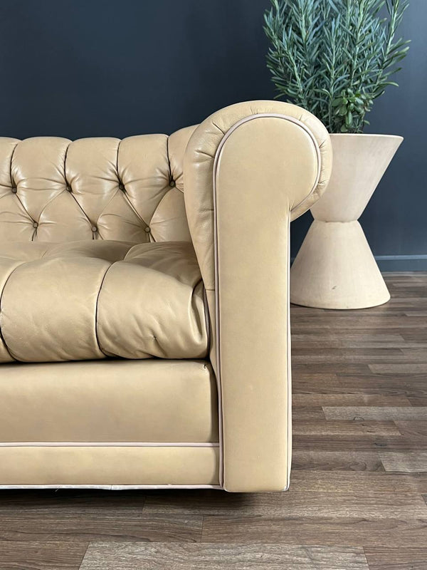 Vintage English Chesterfield Style Beige Sofa, c.1970’s