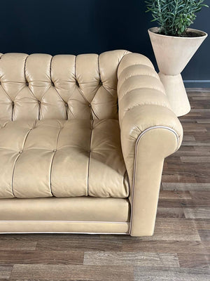 Vintage English Chesterfield Style Beige Sofa, c.1970’s
