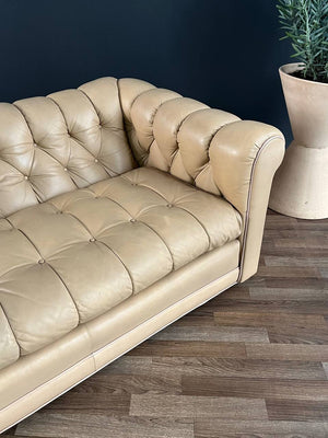 Vintage English Chesterfield Style Beige Sofa, c.1970’s
