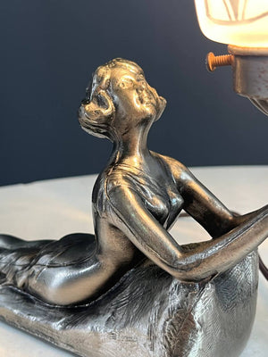 Art Deco Women Figural Table Lamps, signed Chandler, c.1930’s