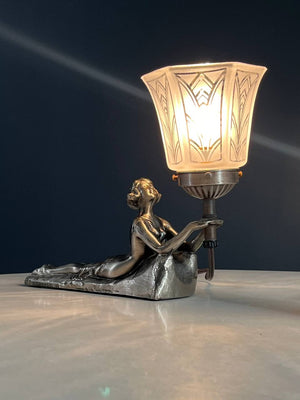 Art Deco Women Figural Table Lamps, signed Chandler, c.1930’s