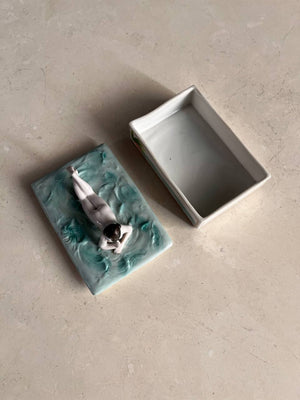 Vintage German Porcelain Women Figural Tray Box, c.1960’s