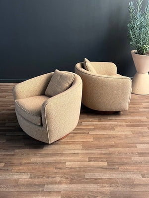 Pair of Mid-Century Modern Milo Baughman Style Barrel Swivel Chairs, c.1960’s