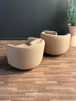 Pair of Mid-Century Modern Milo Baughman Style Barrel Swivel Chairs, c.1960’s