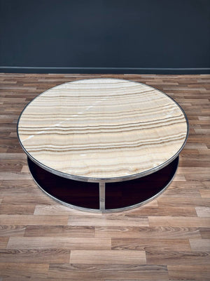 "Huber" Onyx & Chrome Coffee Table by Rodolfo Dordoni for Minotti