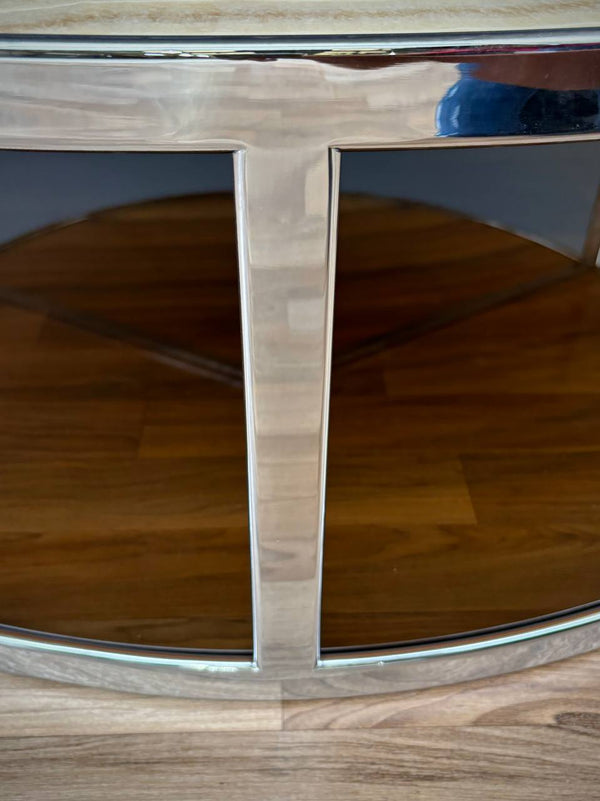 "Huber" Onyx & Chrome Coffee Table by Rodolfo Dordoni for Minotti